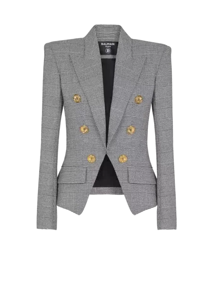 Veste 6 boutons en jacquard Prince de Galles Veste 6 boutons en jacquard Prince de Galles