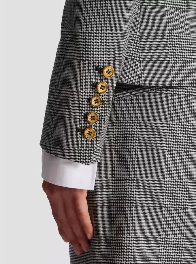 Veste 6 boutons en jacquard Prince de Galles Veste 6 boutons en jacquard Prince de Galles