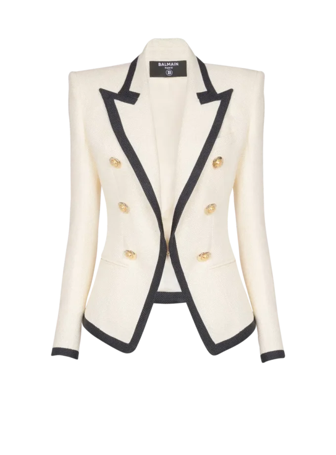 Veste ajustée bicolore à motif natté Veste ajustée bicolore à motif natté
