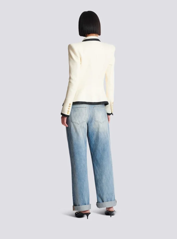 Veste ajustée bicolore à motif natté Veste ajustée bicolore à motif natté