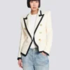 Veste ajustée bicolore à motif natté Veste ajustée bicolore à motif natté