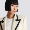 Veste ajustée bicolore à motif natté Veste ajustée bicolore à motif natté