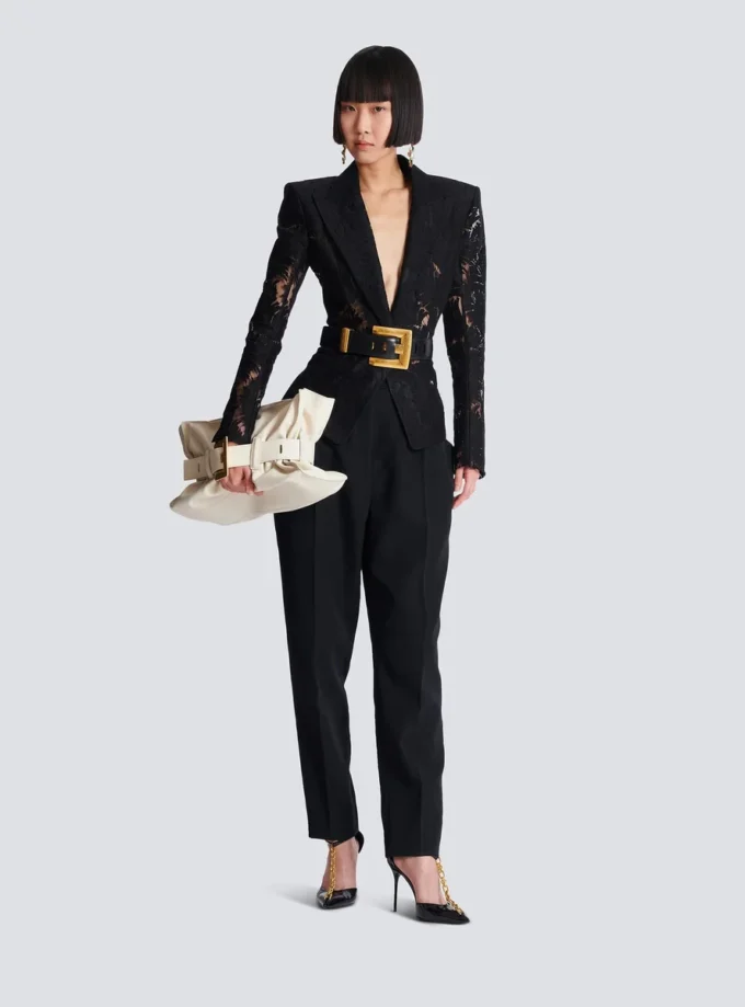 Veste ajustée en dentelle à 1 bouton Veste ajustée en dentelle à 1 bouton
