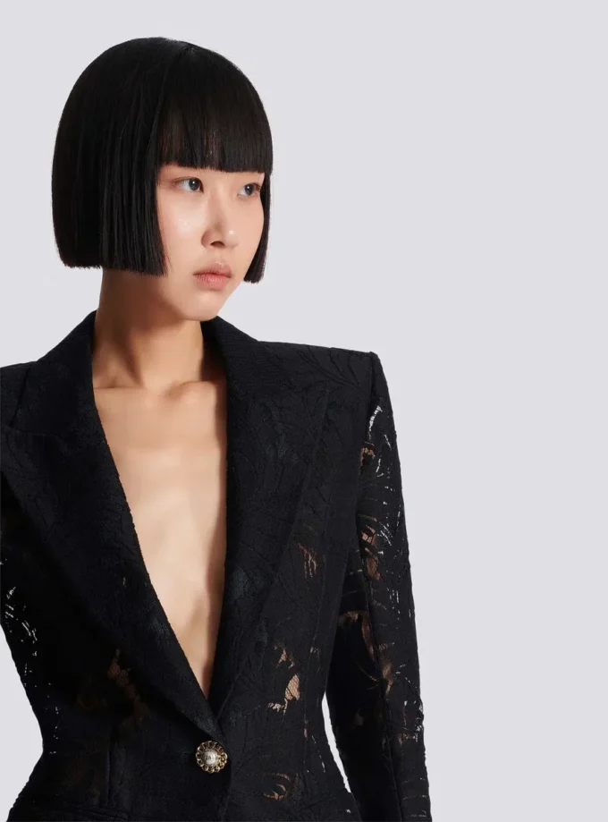 Veste ajustée en dentelle à 1 bouton Veste ajustée en dentelle à 1 bouton
