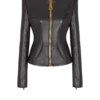 Veste courte à basque en cuir d’agneau Veste courte à basque en cuir d’agneau