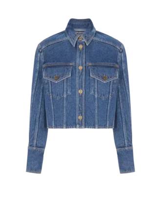 Veste courte en denim délavé Veste courte en denim délavé