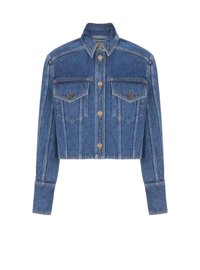Veste courte en denim délavé Veste courte en denim délavé