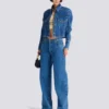 Veste courte en denim délavé Veste courte en denim délavé