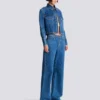 Veste courte en denim délavé Veste courte en denim délavé