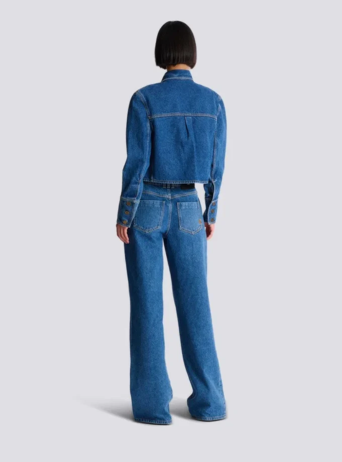 Veste courte en denim délavé Veste courte en denim délavé