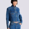 Veste courte en denim délavé Veste courte en denim délavé