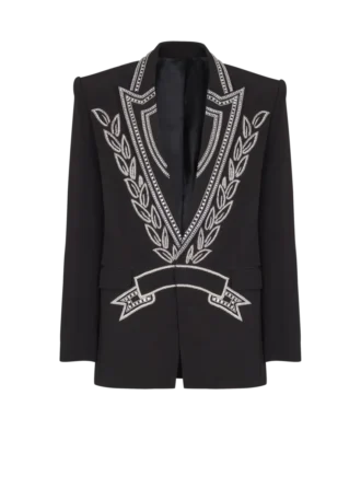 Veste en crêpe à 1 bouton avec cristaux