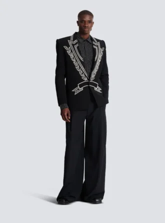 Veste en crêpe à 1 bouton avec cristaux