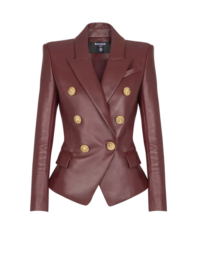 Veste en cuir d’agneau à 6 boutons Veste en cuir d’agneau à 6 boutons