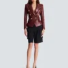 Veste en cuir d’agneau à 6 boutons Veste en cuir d’agneau à 6 boutons