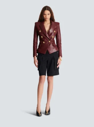 Veste en cuir d’agneau à 6 boutons Veste en cuir d’agneau à 6 boutons