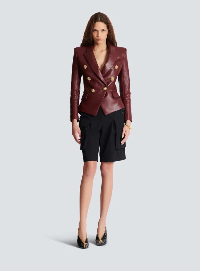 Veste en cuir d’agneau à 6 boutons Veste en cuir d’agneau à 6 boutons