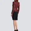 Veste en cuir d’agneau à 6 boutons Veste en cuir d’agneau à 6 boutons