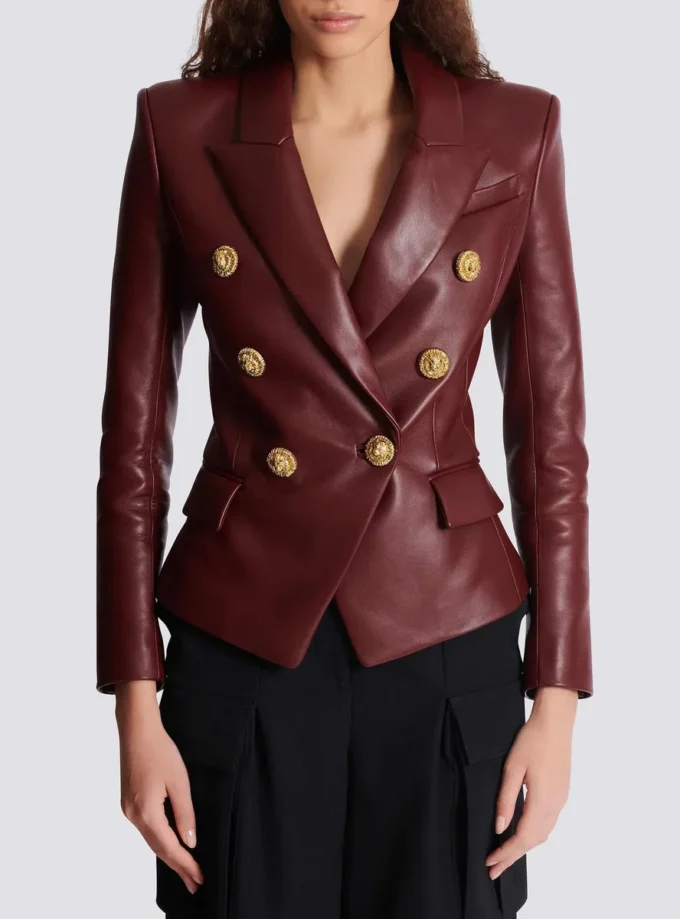 Veste en cuir d’agneau à 6 boutons Veste en cuir d’agneau à 6 boutons