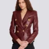 Veste en cuir d’agneau à 6 boutons Veste en cuir d’agneau à 6 boutons