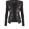 Veste en cuir d’agneau tricoté à six boutons Veste en cuir d’agneau tricoté à six boutons