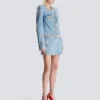 Veste en denim avec bordure en perles