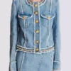 Veste en denim avec bordure en perles