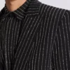 Veste en laine à 1 bouton avec rayures en cristal