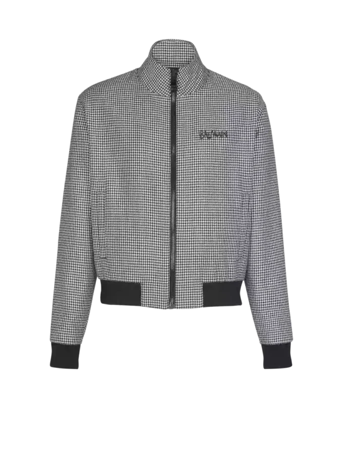 Veste en laine à motif pied-de-poule Veste en laine à motif pied-de-poule