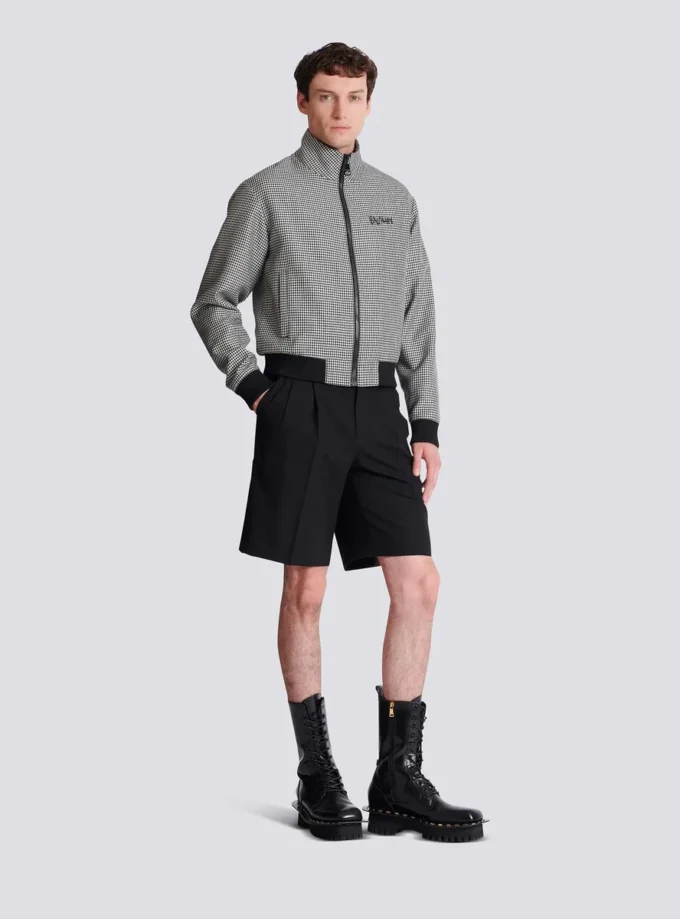 Veste en laine à motif pied-de-poule Veste en laine à motif pied-de-poule