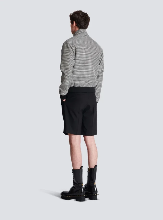 Veste en laine à motif pied-de-poule Veste en laine à motif pied-de-poule