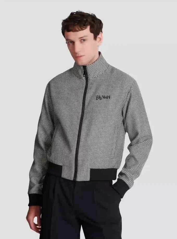 Veste en laine à motif pied-de-poule Veste en laine à motif pied-de-poule