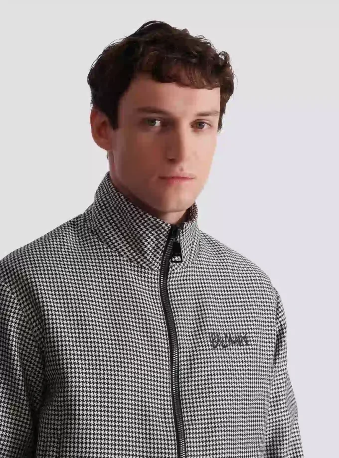 Veste en laine à motif pied-de-poule Veste en laine à motif pied-de-poule