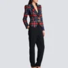 Veste en tweed à carreaux avec ceinture Veste en tweed à carreaux avec ceinture