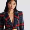 Veste en tweed à carreaux avec ceinture Veste en tweed à carreaux avec ceinture