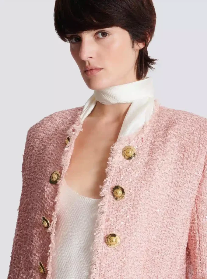 Veste en tweed à paillettes bord à bord Veste en tweed à paillettes bord à bord