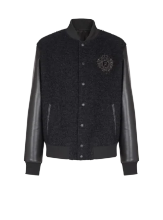 Veste en tweed universitaire et simili cuir Veste en tweed universitaire et simili cuir