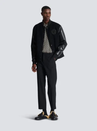 Veste en tweed universitaire et simili cuir Veste en tweed universitaire et simili cuir