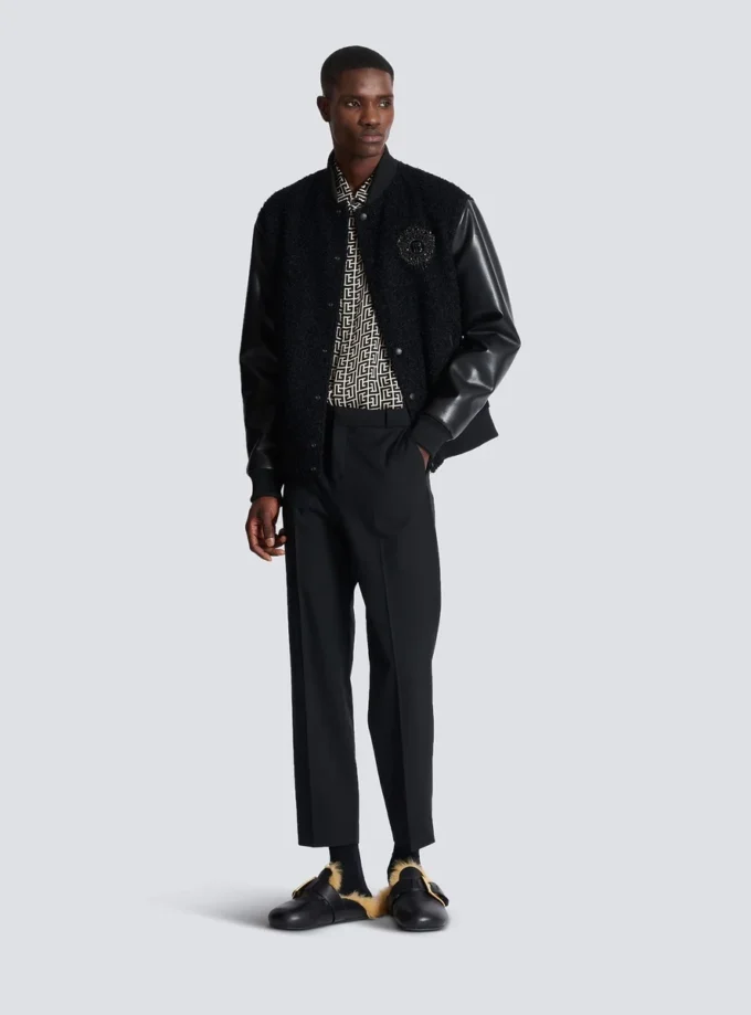 Veste en tweed universitaire et simili cuir Veste en tweed universitaire et simili cuir