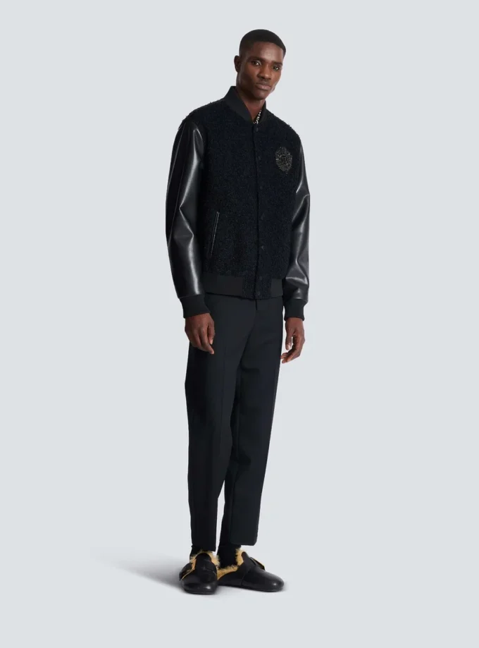 Veste en tweed universitaire et simili cuir Veste en tweed universitaire et simili cuir