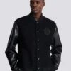 Veste en tweed universitaire et simili cuir Veste en tweed universitaire et simili cuir