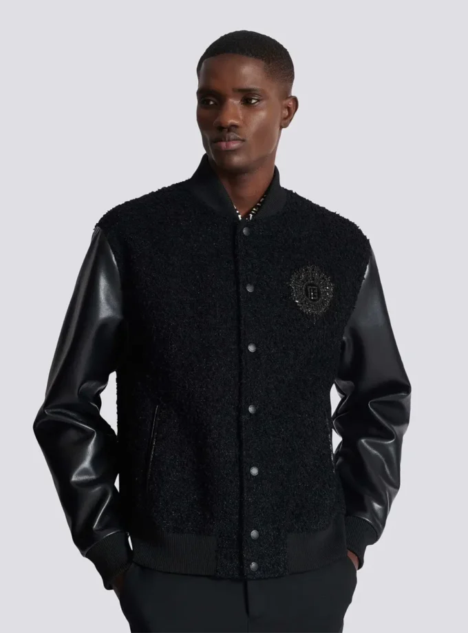 Veste en tweed universitaire et simili cuir Veste en tweed universitaire et simili cuir