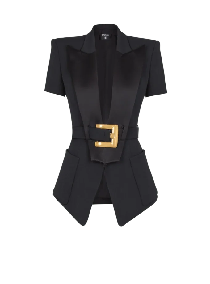 Veste grain de poudre avec détail ceinture Veste grain de poudre avec détail ceinture