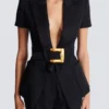 Veste grain de poudre avec détail ceinture Veste grain de poudre avec détail ceinture