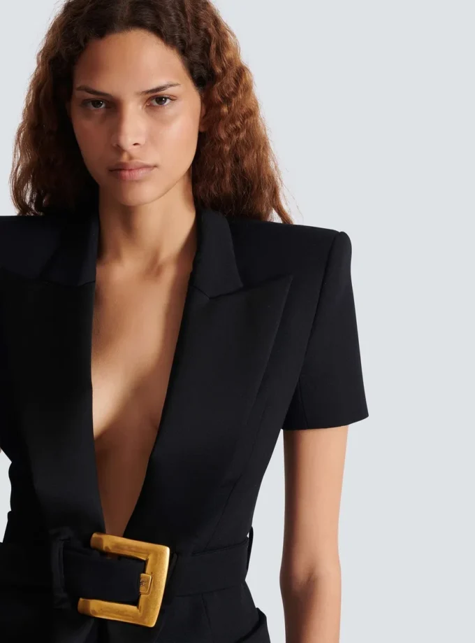 Veste grain de poudre avec détail ceinture Veste grain de poudre avec détail ceinture