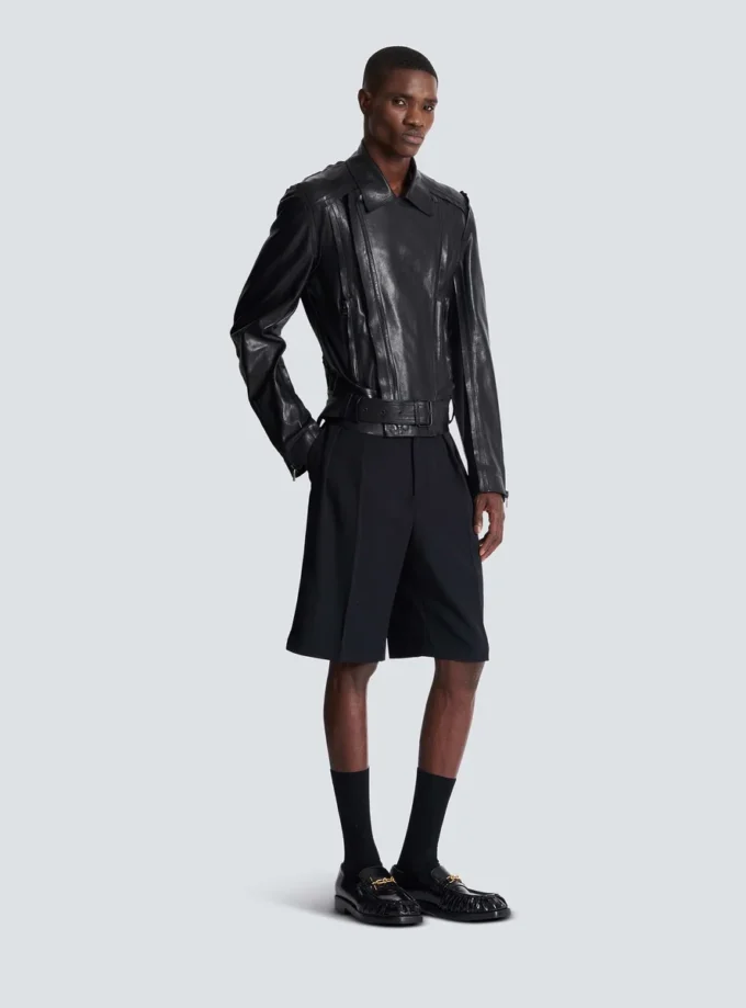 Veste motard légère en cuir d’agneau Veste motard légère en cuir d’agneau
