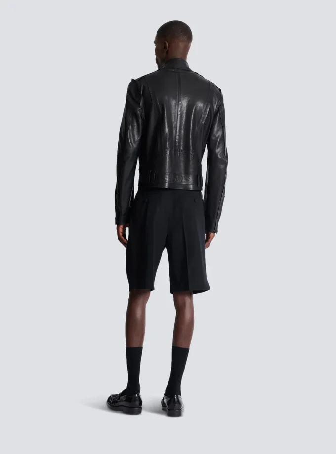 Veste motard légère en cuir d’agneau Veste motard légère en cuir d’agneau