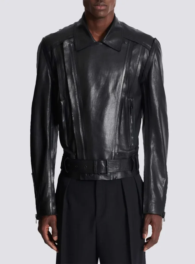 Veste motard légère en cuir d’agneau Veste motard légère en cuir d’agneau