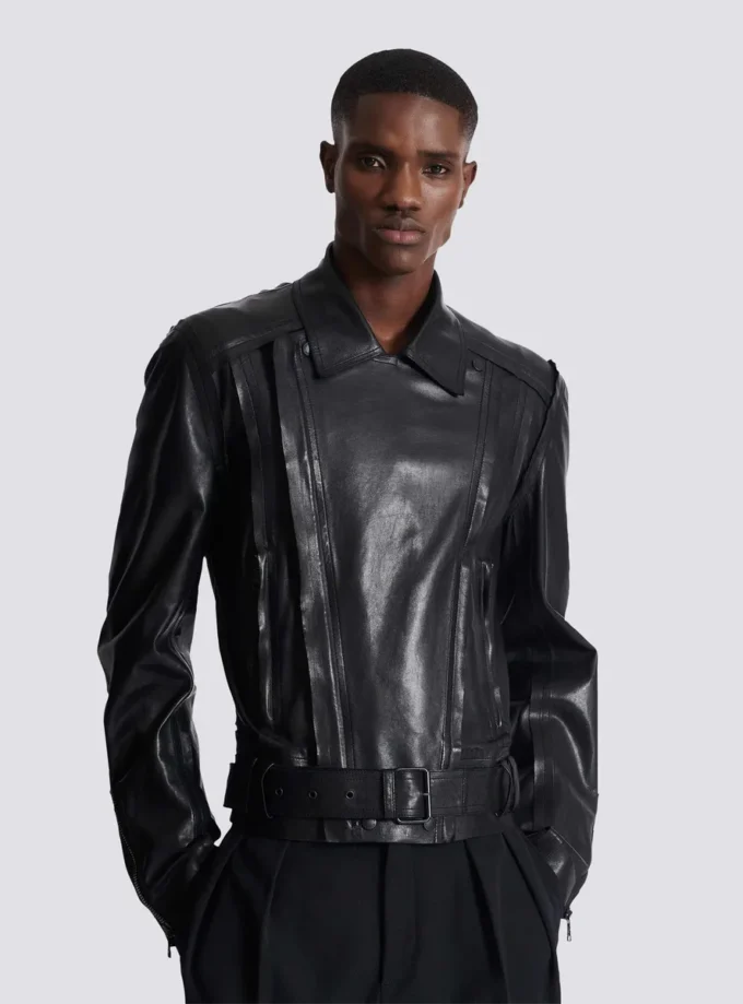 Veste motard légère en cuir d’agneau Veste motard légère en cuir d’agneau