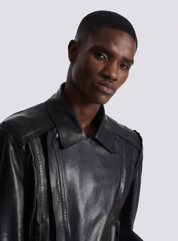 Veste motard légère en cuir d’agneau Veste motard légère en cuir d’agneau